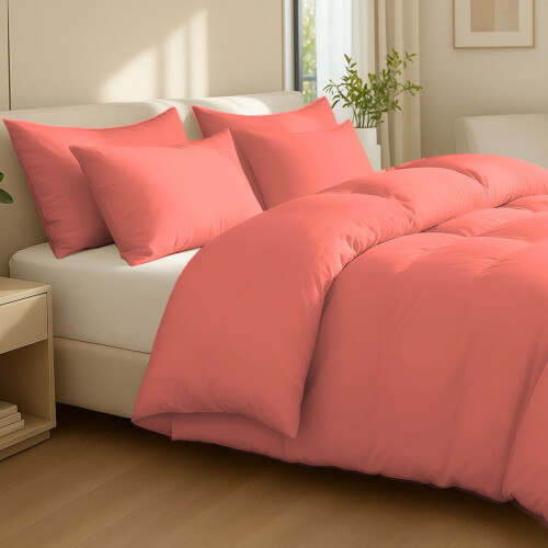 Single (220x260cm) Coral Egyptian Cotton Set