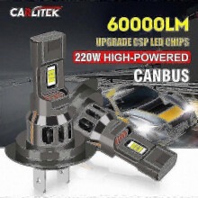 H7 LED 60000LM 220W Turbo Car Headlight Bulbs, Mini Size Plug & Play with Fan, 6000K White 12V Wireless Auto Lamp