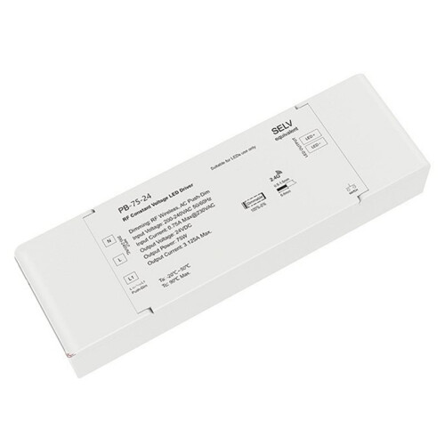 RF2.4G Constant Voltage LED Dimmable Driver PB-75/40 Push Dim PWM Digital Dimming for LEDLight PB-75-24