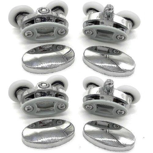Confezione da 4 rotelle doppie per porta doccia, design ovale a farfalla. 1