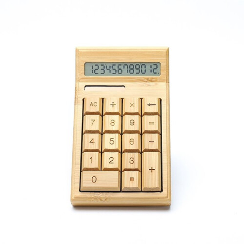 Bamboo Solar Electronic Calculator 12-Digit Large Display, Solar & Battery Dual Power Desktop Counter Standard Function 2