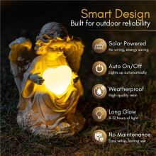 Solar Garden Angel Statue - Large Praying Guardian Angel Statue Light for Outdoor Yard Decor, Resin Garden Sculpture