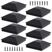 8PCS 5 Inch Fence Post Caps with 16 Screws and Easy Installation Sturdy Waterproof Deck Post Caps Protect Wood Post