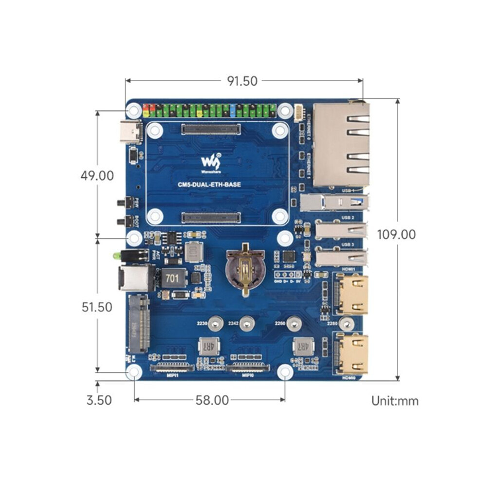 Wave. Share Interface Raspberry Pi Waveshare for Raspberry Pi CM5 Expansion Board CM5 Gigabit/2.5G Dual ...