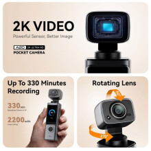 2K WiFi Sport Pocket Camera Autofocus Gimbal Stabilisator Rijrecorder Digitale Actiecamera voor Vlogging Grijs