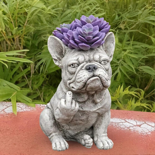(D) Resin Bulldog Planter - for Desk - with Cute