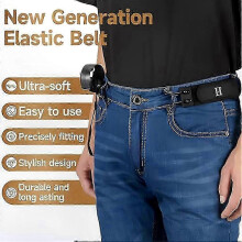 (2pcs, Brown) Invisible Tactical Metal Hook Elastic Belt - Unisex No-Buckle Waistband for Outdoor Work & EDC Gear