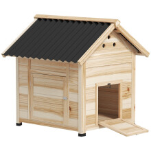 Caseta para patos de exterior con rampa, base desmontable y orificios de ventilación, 78x90x92 cm, madera.