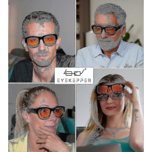 Computerbrille mit Blaulichtfilter, große Passform für Überbrillen, Schwarz, Rot, Extra Amber Gläser 1
