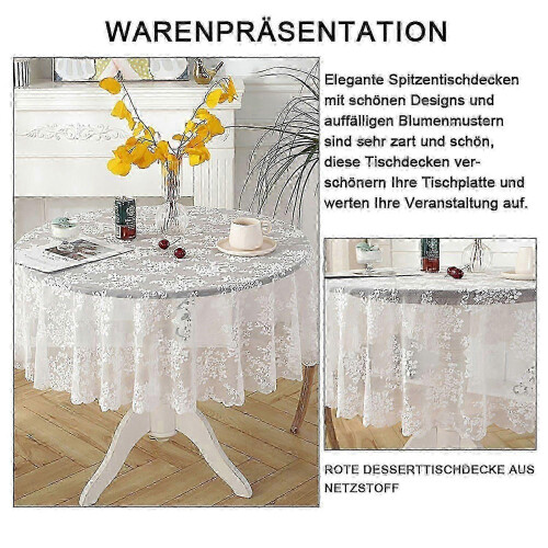 Vintage White Round Lace Tablecloth for Elegant Dining Decorzz44