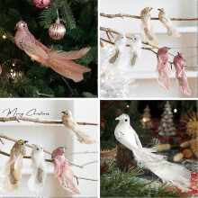 (Clutch bag pink, A 2pcs) 2pcs Simulation foam feather birdfeather white bird doll gift