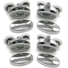 Lot de 4 roulettes doubles pour porte de douche, motif papillon ovale