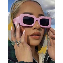 (only 1pcs sunglasses, clear green tea) Women's Sunglasses 2023 Fashion Vintage Rectangle Frame Purple Pink Square Glasses UV400 Protection