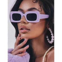 (only 1pcs sunglasses, purple gradient tea) Women's Sunglasses 2023 Fashion Vintage Rectangle Frame Purple Pink Square Glasses UV400 Protection