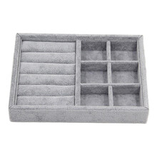 8Piece Gray Velvet Stackable Jewelry Display Tray Case for Bracelet Necklace