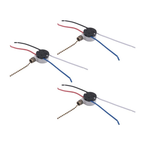 3 Pcs Ze-208S E89885 3 Speed 4 Wire Pull Chain  Ceiling Fan Light  Replacement Part,A