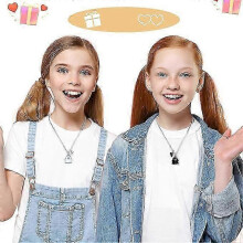 2 Friendship Necklace for 2 Girls Best Friend, Bff Necklace for 2 Women's Silver Chain, Ghost Necklace Heart Pendant for Sister Friend Gift Young Girl