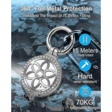Metalen houder voor Airtag met sleutelring, beschermende hoes compatibel met Apple Airtag (zonder Airtag).