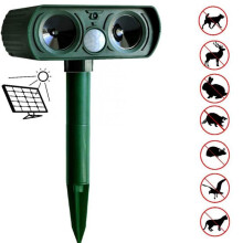 Répulsif ultrasonique pour animaux : protection extérieure solaire contre les chiens, chats et petits animaux errants. Fréquence de 25 kHz,