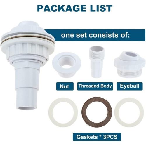 Above Ground Pool Complete Return Jet Fitting with Gasket and Adapter, 2PCS Adapter Replace for  SP1023 1