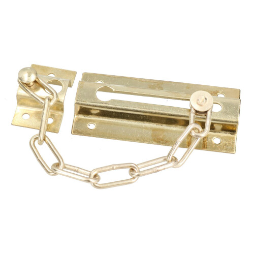 110mm Security Door Chain Slide Lock Guard Bolt Safety Catch Brass Plated 1