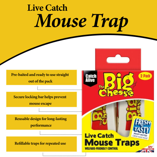 The Big Cheese Live Catch Mouse Trap Pre Baited Twin Pack 1