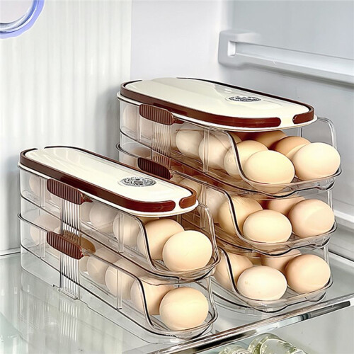 Automatic Rolling Large Capacity Egg Storage Refrigerator Storage Box Egg Fresh-Keeping Rack Household Kitchen Tools A 1