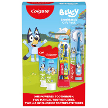 Set Cadeau Colgate Kids Brosse à Dents Bluey et Dentifrice, Brosse Électrique Bluey, 2 Dentifrices Bubblegum