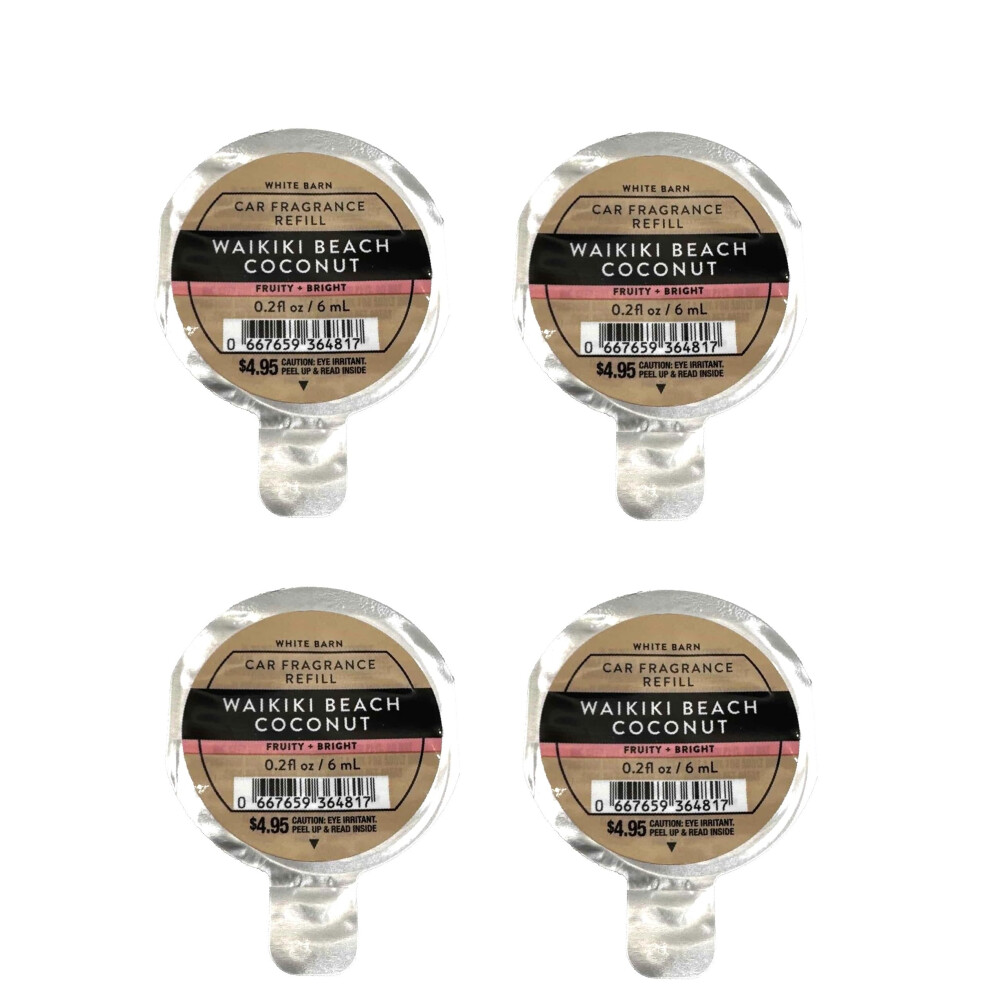 Bath & Body Works Bath And Body Works Car Fragrance Refill - Pack Of 4 (Waikiki Beach Coconut) (Waikiki Beach Coconut)