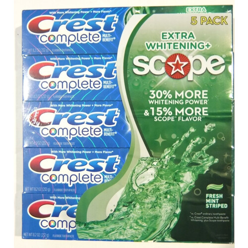 Crest Crest Complete Multienefit Toothpaste Extra Whitening Plus Scope 8.2 Oz (Pack of 5)