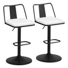 ALFORDSON 2 Gloria White Gas Lift Bar Stools, Leather Swivel Chairs Barstool