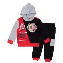 Disney Cars Lightning McQueen Jungen Outfit Set - 2-teiliges Hoodie Sweatshirt & Cargo Jogger Pants (Rot, 4T)