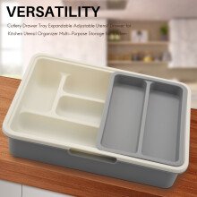 Plateau de Tiroir À Couverts Tiroir À Ustensiles RéGlable Extensible pour Organisateur D'Ustensiles de Cuisine Rangement Polyvalent pour Cuisine
