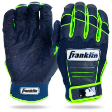 Franklin Sports MLB Schlägerhandschuhe - CFX Pro Erwachsene + Jugend - Baseball + Softball - Navy/Grün - Erwachsene M