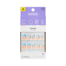 KISS CORE Design Press On Nails Almond, Tune, Blå, 32 stycken