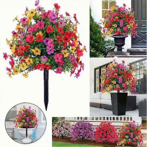 (Multicolor) Artificial Eucalyptus Flower Ground Spike 56cm UV Resistant Garden Decor