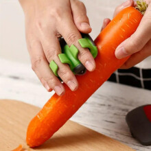 (Red) 1pc Comfort Grip Stainless Steel Vegetable Peeler - Non-Slip Rubber Finger Grips, Manual Hand Peeler for Carrots, Pumpkins & More
