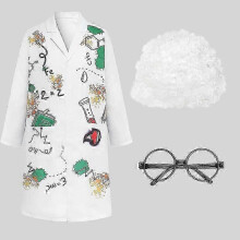 (Full Set, M) Mad Scientist Cosplay Costume For Men Halloween Disguise Carnival Party Costume