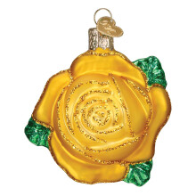Old World Christmas Yellow Rose Glass Blown Ornament for Christmas Tree, Handcrafted Holiday Decoration, Nature Collection