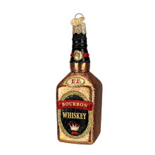 Old World Christmas Bourbon Flaska Glasblåst Julprydnad, Handgjord Dekor, Vuxen Drycker Kollektion