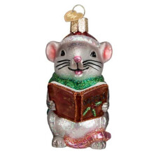 Old World Christmas Ornaments Grey Caroling Mouse Glass Blown Ornaments for Christmas Tree