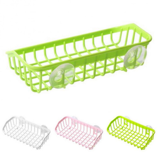(Green) Double Suction Cup Drain Storage Rack
