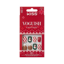 KISS Voguish Fantasy Holiday Press On Nails, Snow Pops, Multicolor, Kort Squoval, Ingen Skada På Naturliga Naglar