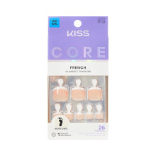 KISS CORE French Press On Toenails, Two of a Kind, White, Squoval, 26 Count