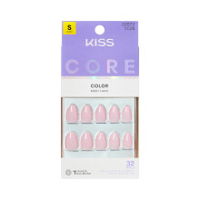 KISS CORE, Press On Nails, Nagellim included, 'Euphonious', Rosa, Kort Storlek, Almond Form, Inkluderar 32 Naglar, 2g Lim, 1 Manikyrsticka, 1 Mini Fil