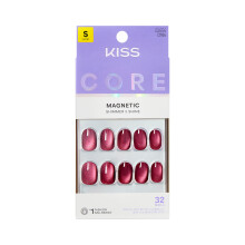 KISS CORE, Press On Nails, Nagellim inkluderas, 'Flaming', Lila, Kort Storlek, Rund Form