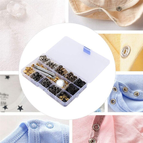 120 Set Snap Fastener Kit Leather 6 Color Metal Press Studs Installation Tools 1