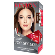 Revlon Top Speed Hair Color For Women Dark Brown | Ginseng Root Extract And Mother Of Pearl | 100% Grey Coverage In 5 Minutes | Ammonia Free, Easy App