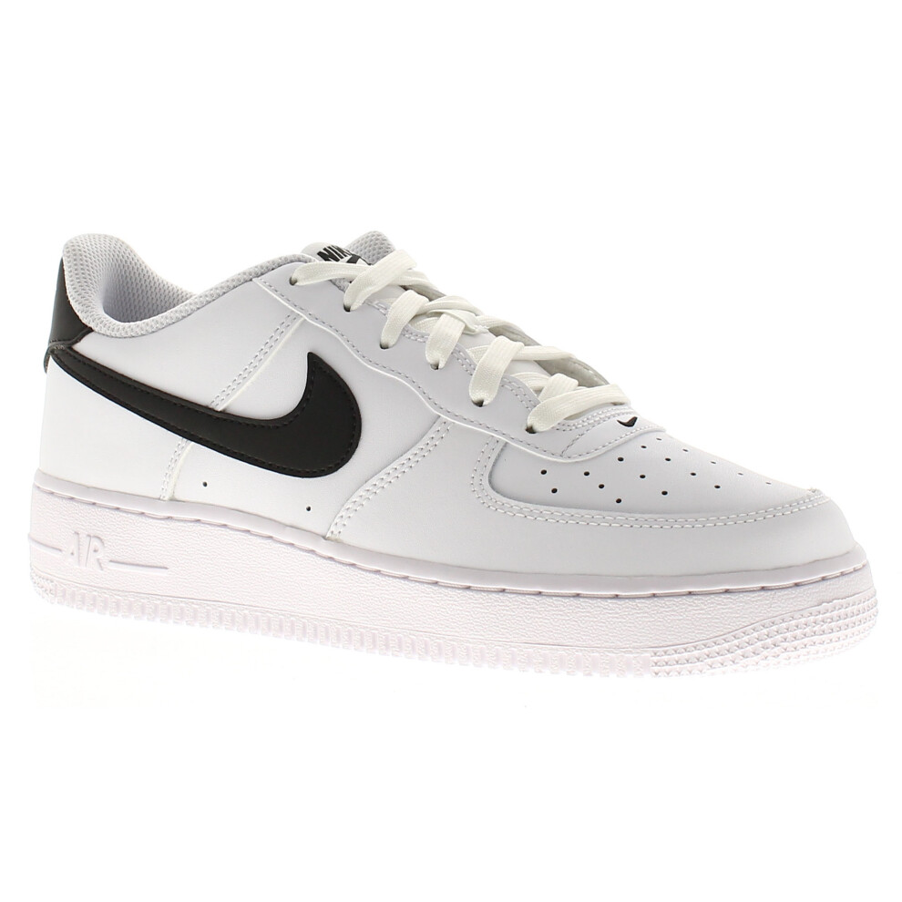 Nike (White, 2 (Adults')) Junior Boys Trainers Air Force 1 Bg Leather Lace Up White Black Uk Size
