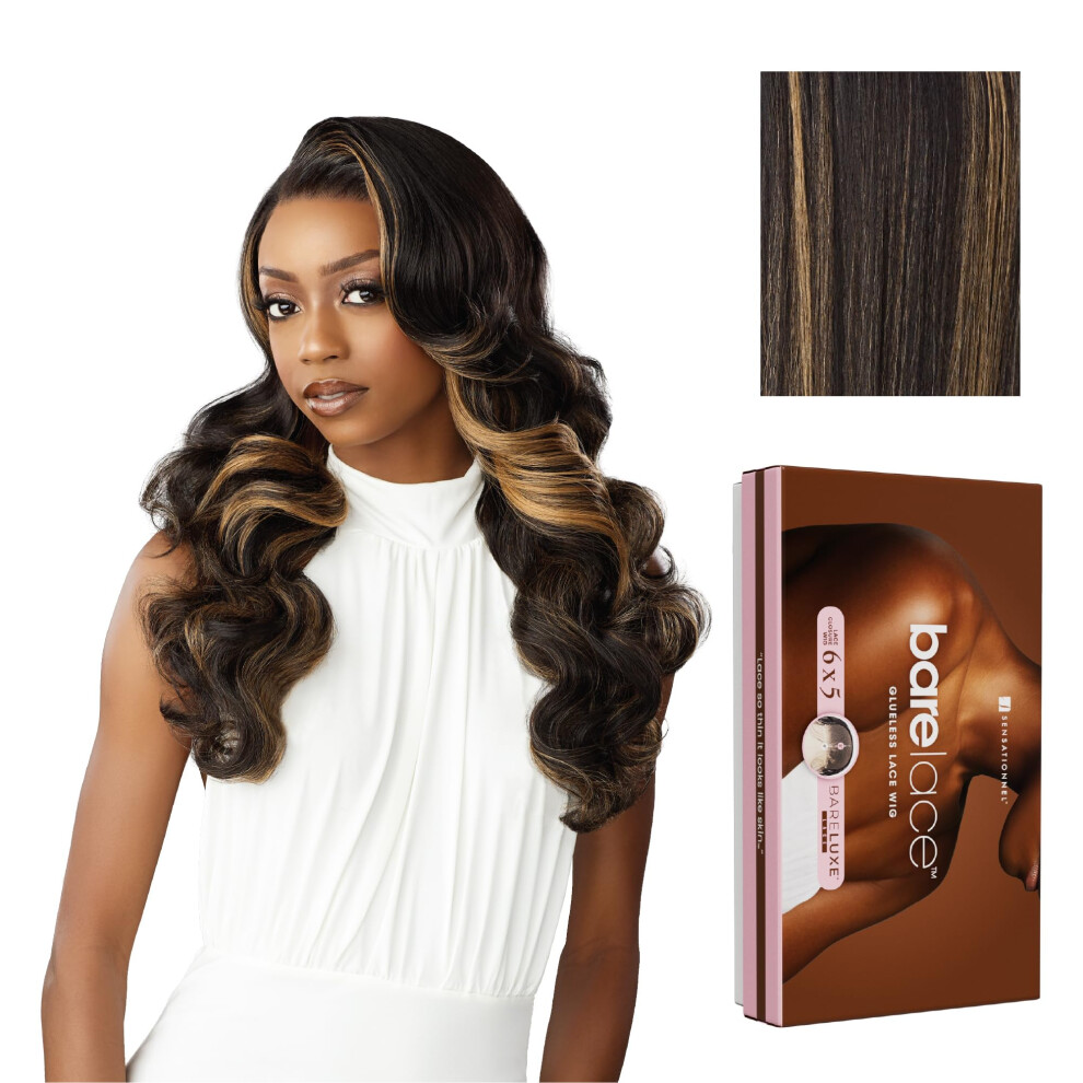Sensationnel Bare Lace 6X5 Lacewig - Unit 6 Lacefrontal Glueless Synthetic 180 Degree Preplucked Hairline (Balayagegold)